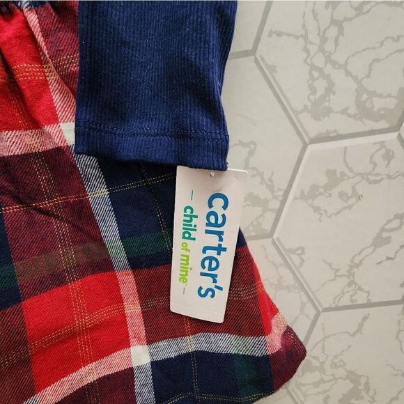 Nwt Carter's Toddler Girls Holiday Christmas Dress Pinafore with long Sleeve Top - Picture 5 of 6